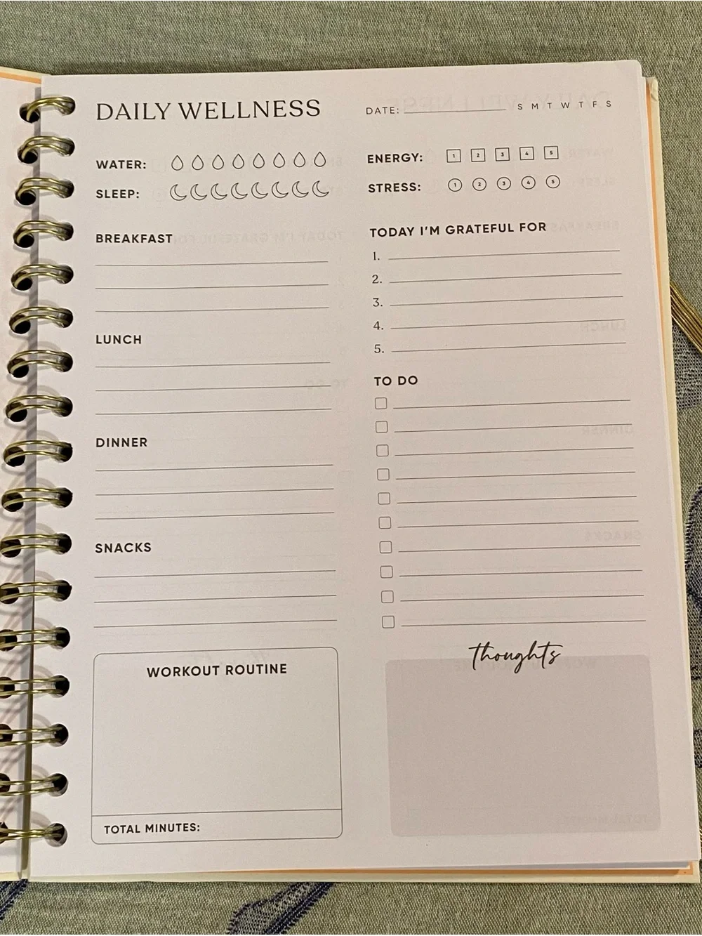 Be Rooted Undated Wellness Planner Gratitude Fitness Journal New
